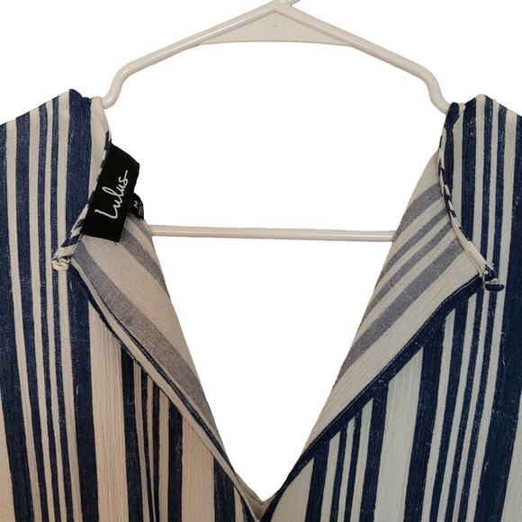 Lulus Cast Away Striped Blue and White Tassel Belted Skater Dress Women's Size M - Picture 7 of 12
